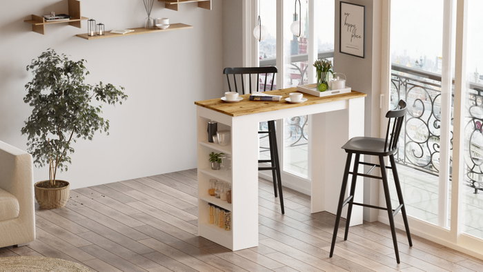 Hanah Home Mesa de Bar St1-Aw Pino Atlántico y Blanco Hanah Home Mesa de Bar St1-Aw Pino Atlántico y Blanco